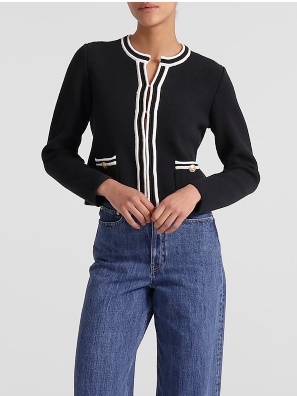 J Crew Emilie Sweater Lady Jacket Black L